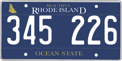 RI license plate 345226