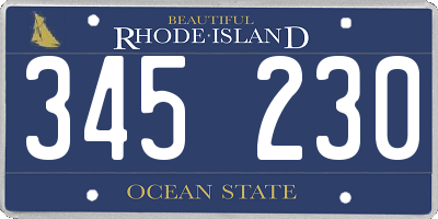 RI license plate 345230