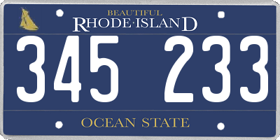 RI license plate 345233