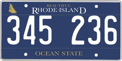 RI license plate 345236
