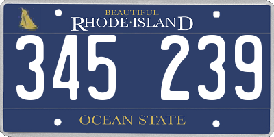 RI license plate 345239