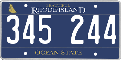 RI license plate 345244