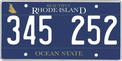 RI license plate 345252