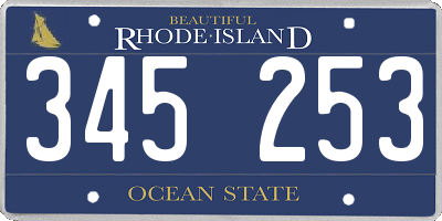 RI license plate 345253