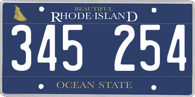 RI license plate 345254
