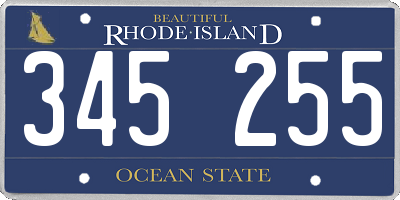 RI license plate 345255