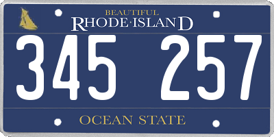RI license plate 345257