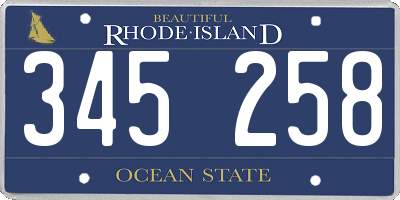 RI license plate 345258