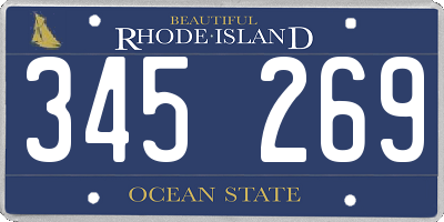 RI license plate 345269