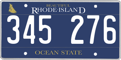 RI license plate 345276