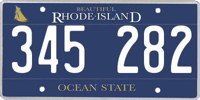 RI license plate 345282