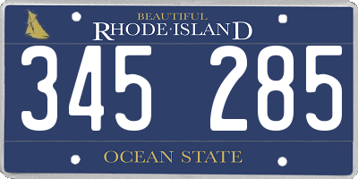 RI license plate 345285