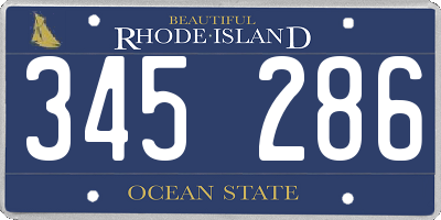 RI license plate 345286