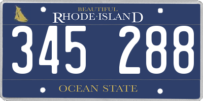 RI license plate 345288