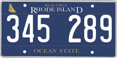 RI license plate 345289