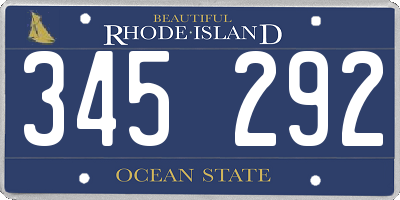 RI license plate 345292