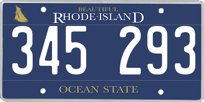 RI license plate 345293