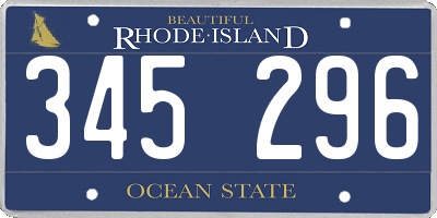 RI license plate 345296