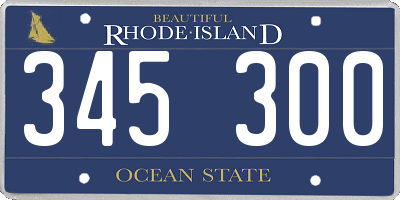 RI license plate 345300