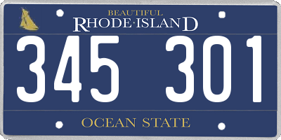 RI license plate 345301