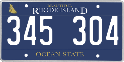 RI license plate 345304