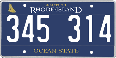 RI license plate 345314