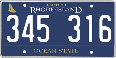 RI license plate 345316
