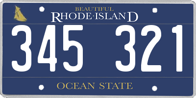 RI license plate 345321