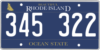 RI license plate 345322