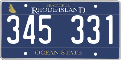 RI license plate 345331