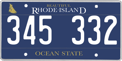 RI license plate 345332