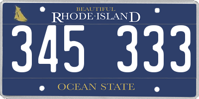 RI license plate 345333