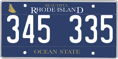 RI license plate 345335