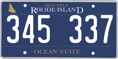 RI license plate 345337