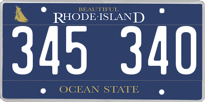 RI license plate 345340