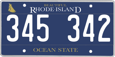 RI license plate 345342
