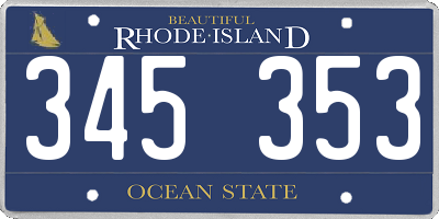 RI license plate 345353