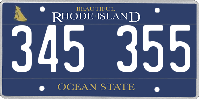 RI license plate 345355