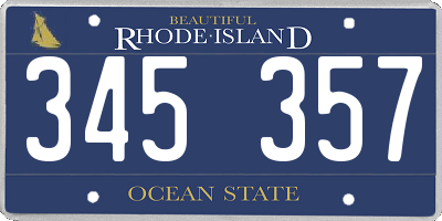 RI license plate 345357