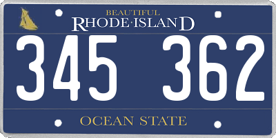 RI license plate 345362