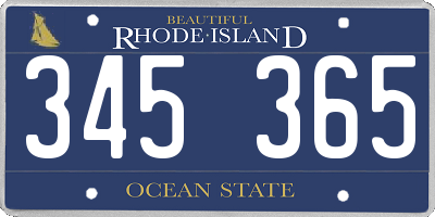 RI license plate 345365