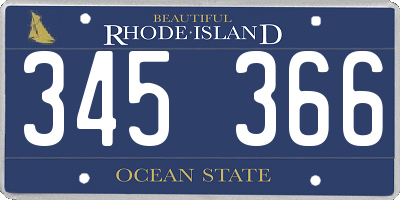 RI license plate 345366