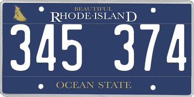 RI license plate 345374
