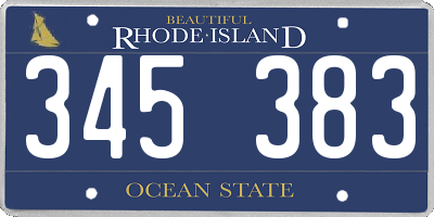 RI license plate 345383