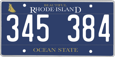 RI license plate 345384