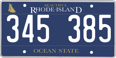 RI license plate 345385
