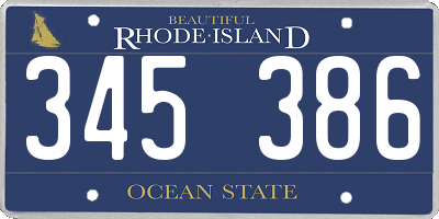 RI license plate 345386