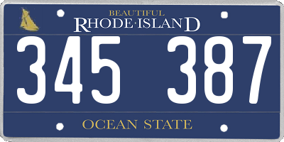 RI license plate 345387