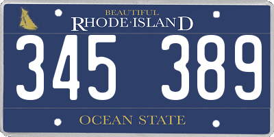 RI license plate 345389