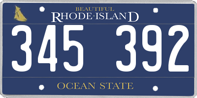 RI license plate 345392